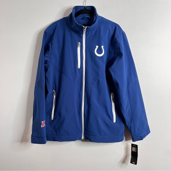 NFL Indianapolis Colts Soft Shell Full Zip Jacket Men's Medium Logo Spellout - Picture 1 of 11